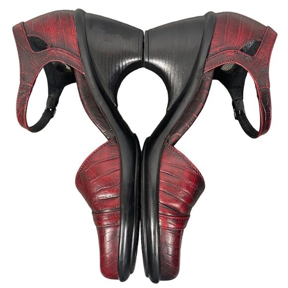 Dansko leather Mary Jane clogs oxblood croc embossed women's 39 - Picture 9 of 12
